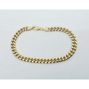 Unique 10K Karat Solid Yellow Gold Designer Cuban Link Chain Bracelet - 8.75" L